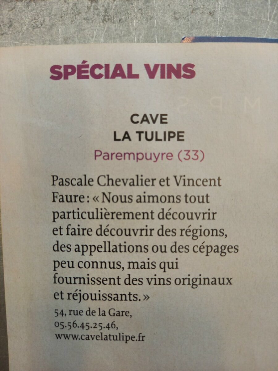 LE POINT ARTICLE e1631899707769 - Sept 2021 : La Tulipe dans la sélection des 100 meilleures caves en France du magazine Le Point