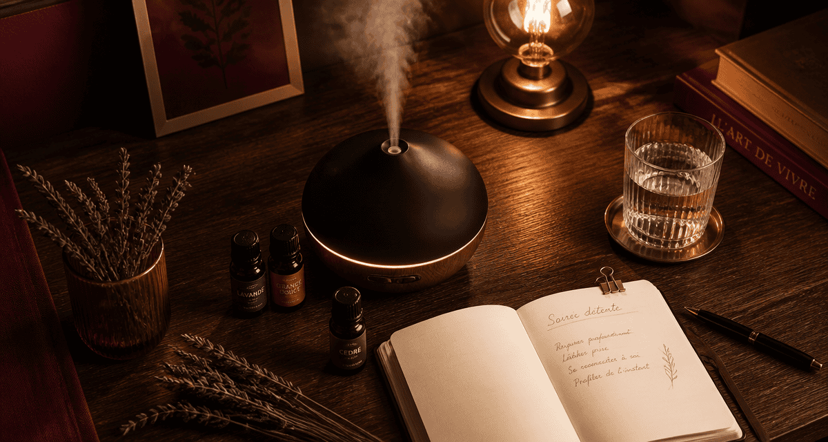 diffuseur humidificateur huile essentielle avec huiles et lavande