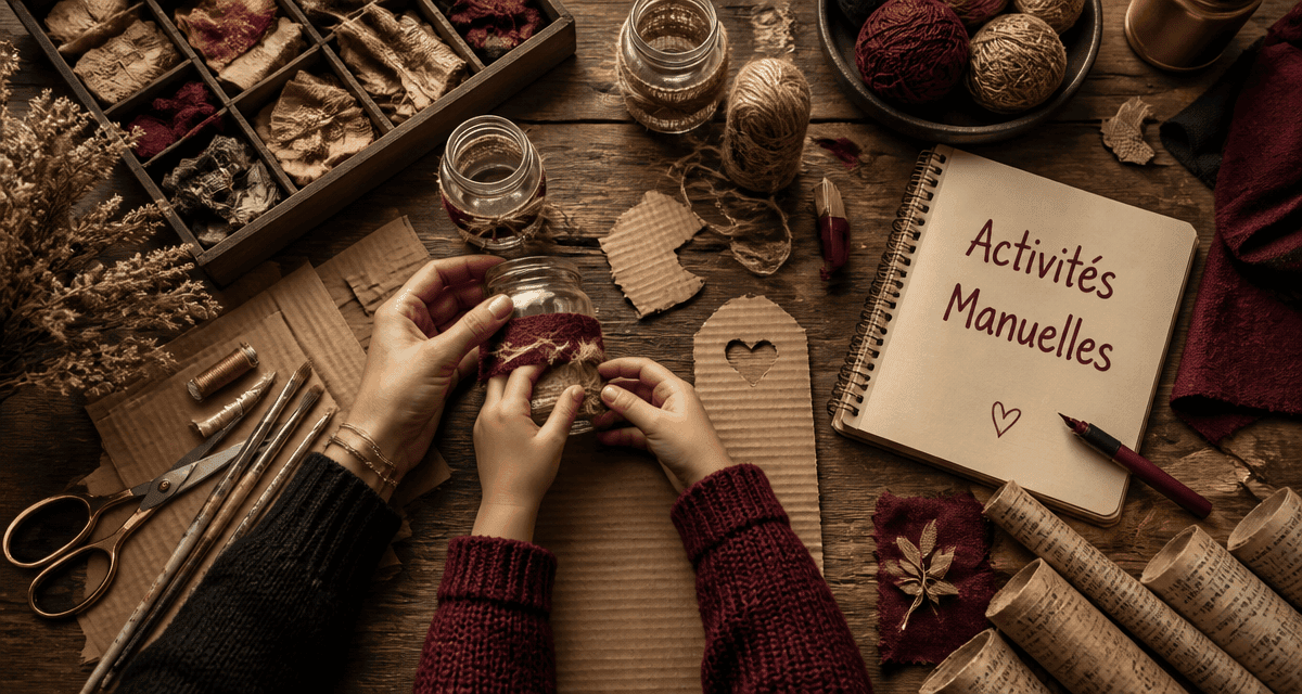 Faire des activités manuelles upcycling avec enfants sur table