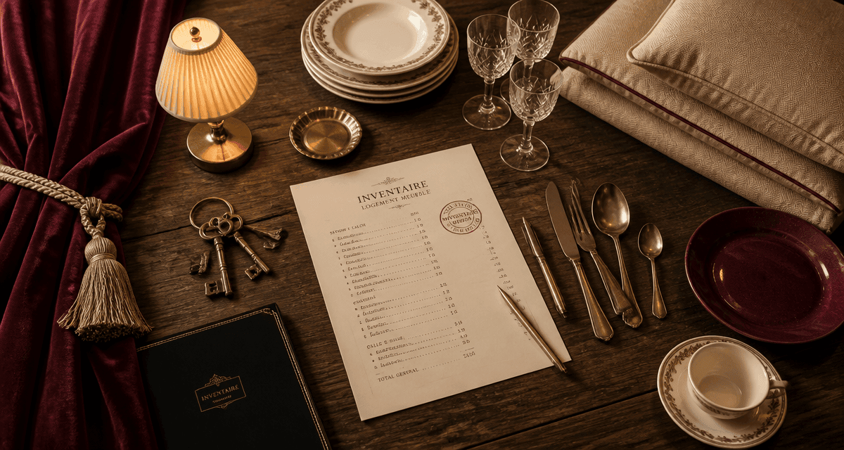 liste mobilier location meublée pdf sur table en bois