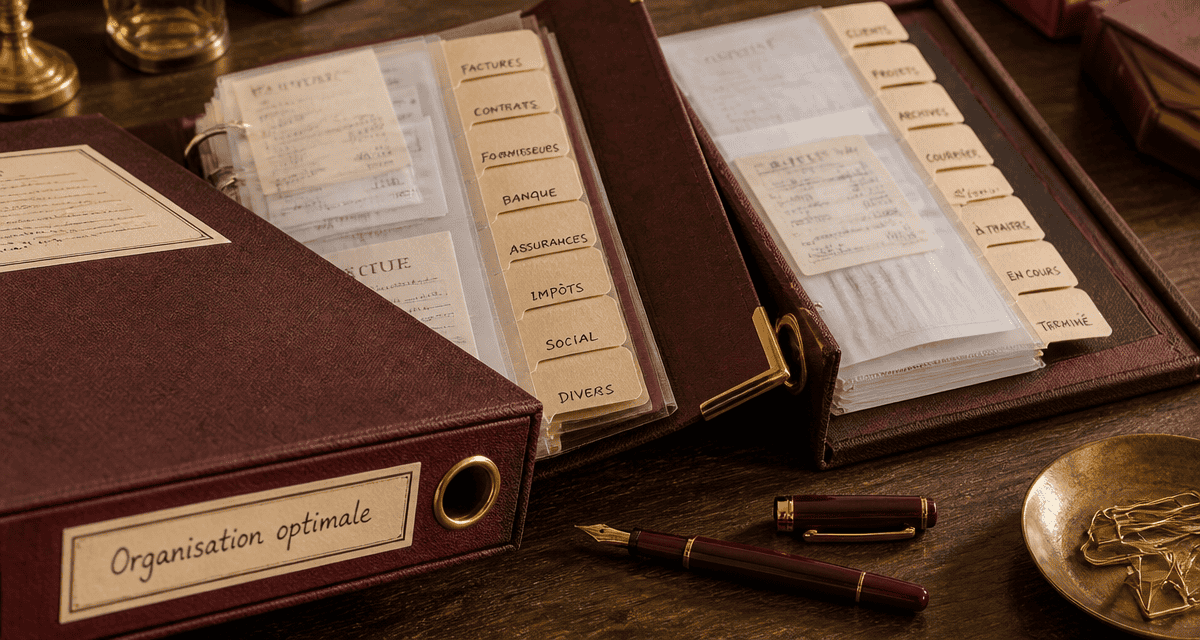organisation classeur avec intercalaires sur bureau
