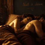 position couple amoureux dormir lit bordeaux