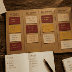 bureau organisé avec kanban pour sens de l organisation