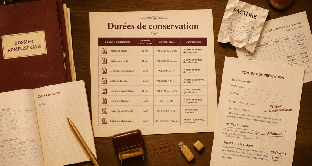 tableau récapitulatif combien de temps garder ses papiers pdf
