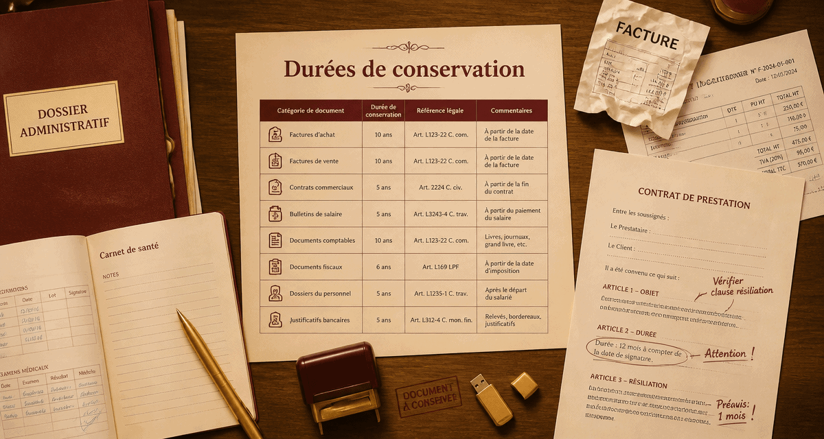 tableau récapitulatif combien de temps garder ses papiers pdf