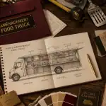 aménagement food truck plan de travail et outils