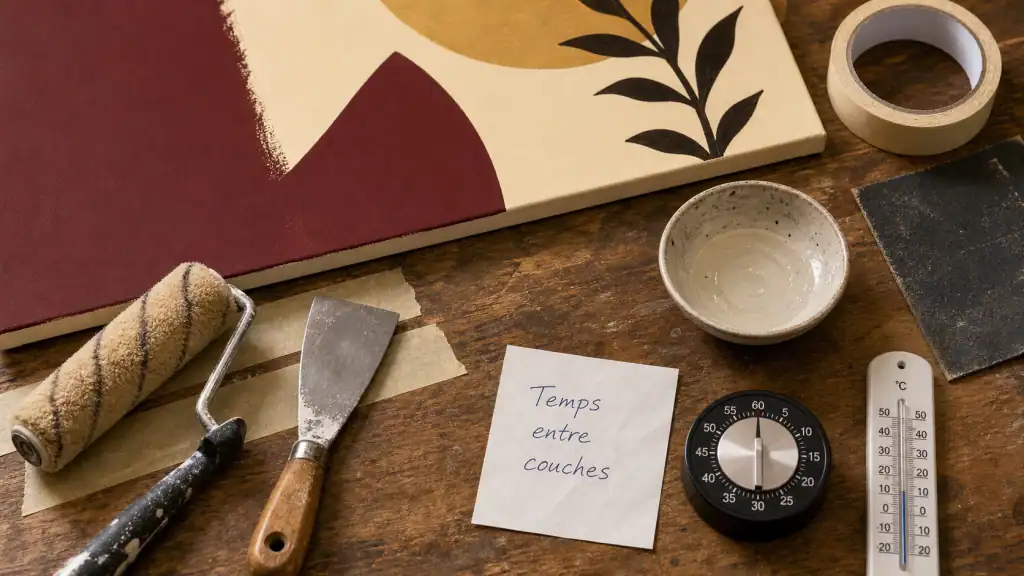 Combien de temps entre 2 couches de peinture : 6h entre couches