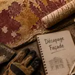 decaper facade peinture outils sur plan de travail