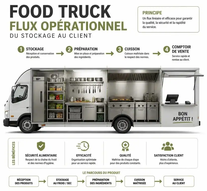 Schéma du flux opérationnel pour l'aménagement d'un food truck
