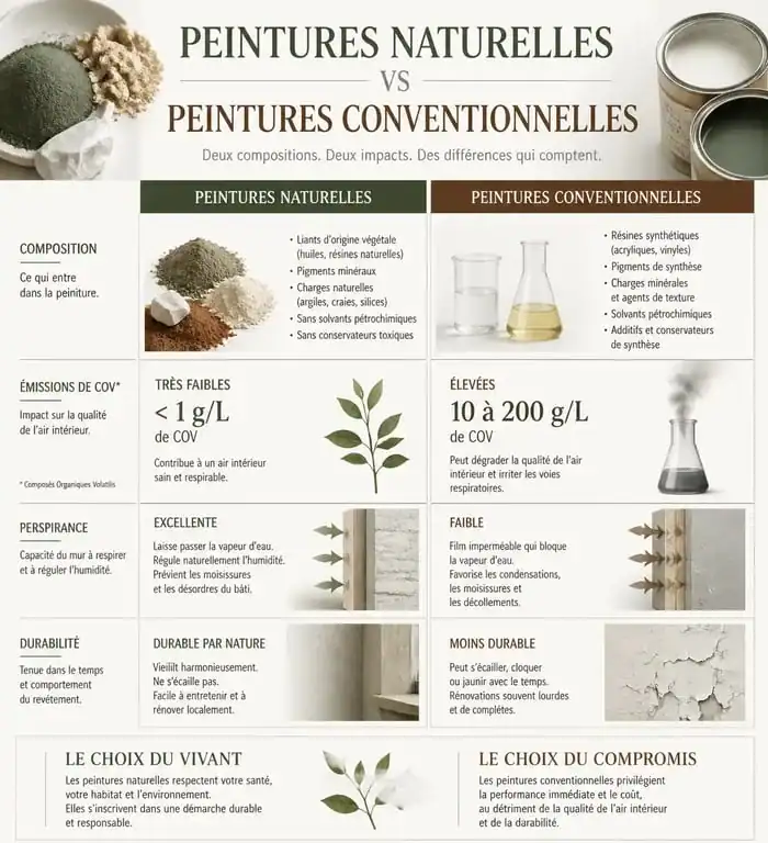 Comparatif entre peinture naturelle et peinture conventionnelle pour la décoration intérieure
