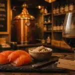 Maison Bardé, table gourmande au Gers : saumon fumé, rillettes, vin rouge