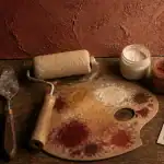 Nature peinture : pots de chaux, argile et huile de lin sur bois