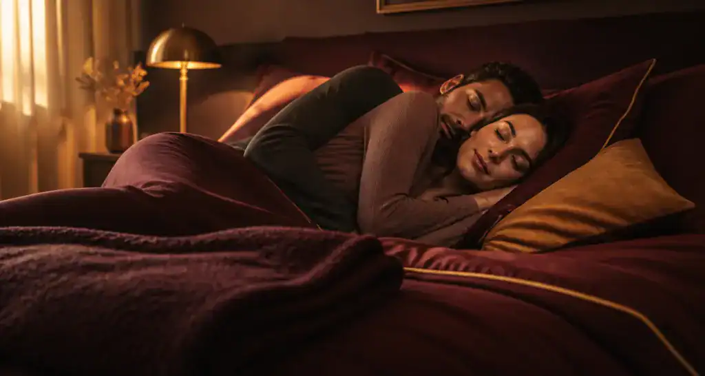 Position cuillère dormir couple sur lit
