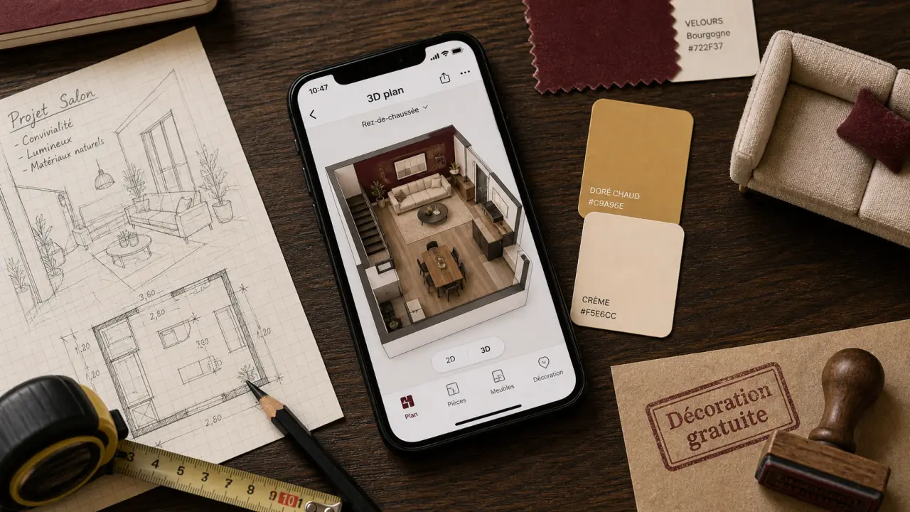 Application décoration intérieure gratuit : plan 3D et test couleur pour inspirer la déco