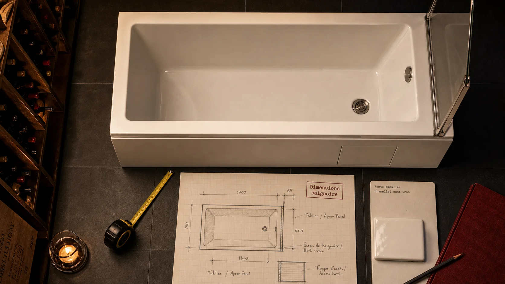 Baignoire de salle de bain avec dimensions et confort