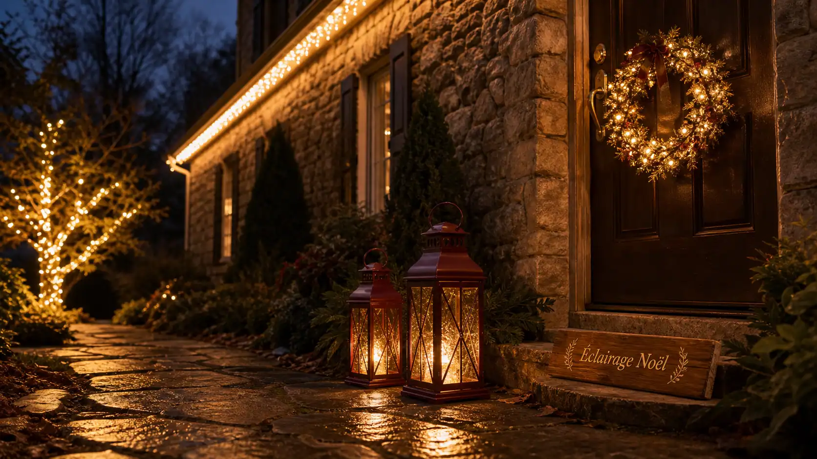 Decoration noel exterieur LED IP44 : guirlande et couronne lumineuses