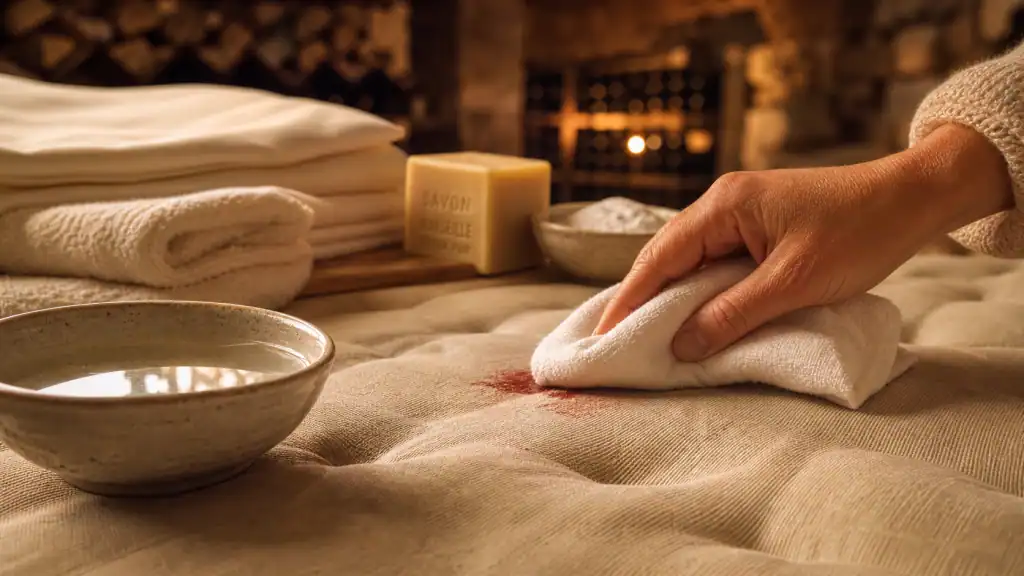 Enlever tache de sang sur matelas : linge, eau froide et bicarbonate