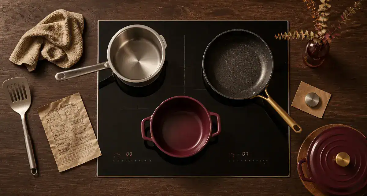 Meilleur plaque de cuisson : induction vs gaz vs vitrocéramique, casseroles sur vitrocéramique noire