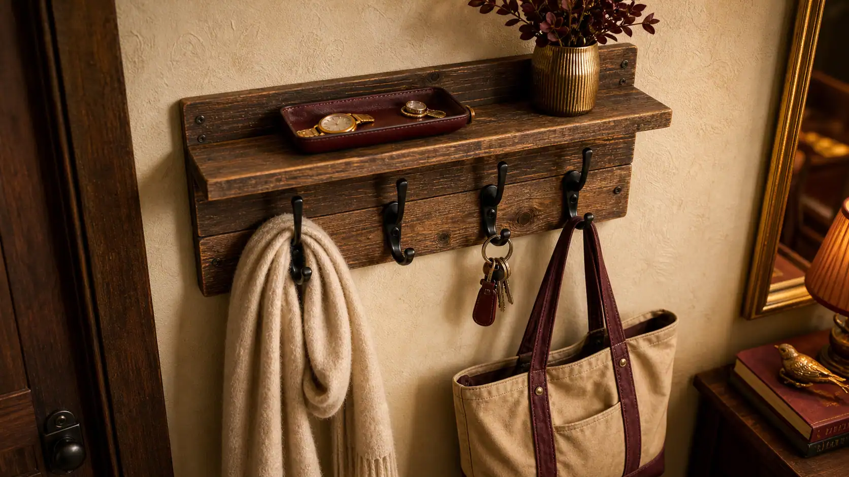 Porte manteau palettes pour entrée sans meuble lourd