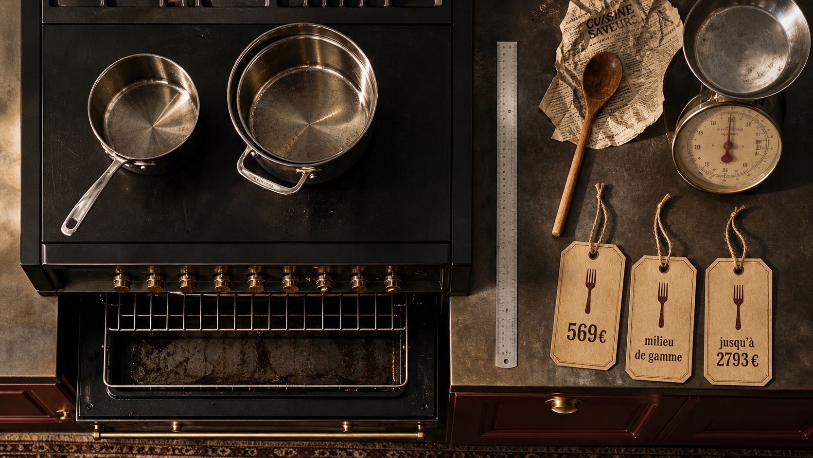 Prix piano cuisine : 569 € à 2793 €, vue de dessus noir mat