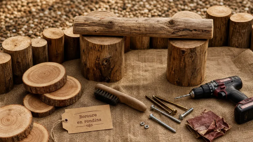 Que faire avec des rondins de bois dans le jardin : bordure naturelle et petit banc rustique