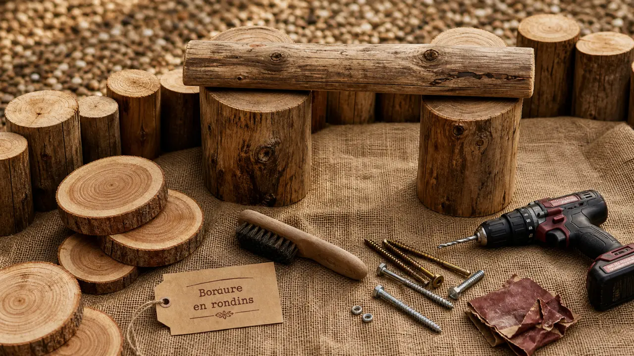 Que faire avec des rondins de bois dans le jardin : bordure naturelle et petit banc rustique