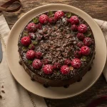 Décoration gâteau anniversaire fait maison : gâteau choco-framboise, pochoir et sucre glace