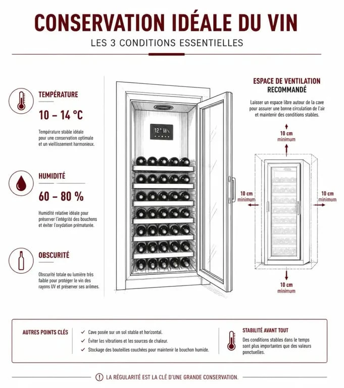 Conditions optimales de conservation pour une cave à vin 150 bouteilles