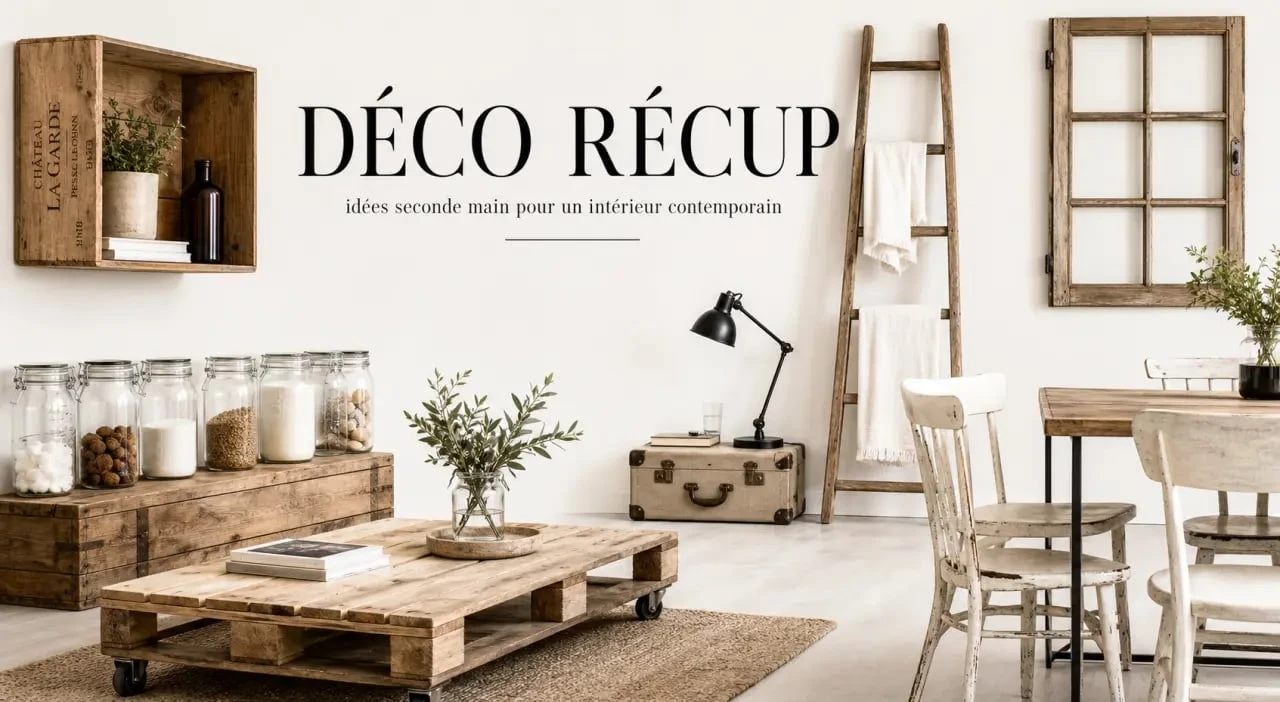 Déco récup 80 idées : plusieurs exemples d’objets et meubles transformés en décoration dans un intérieur chaleureux