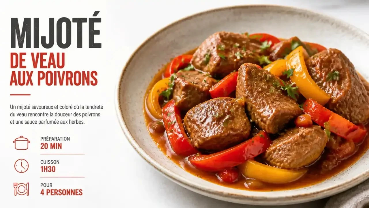 Mijoté de veau aux poivrons, recette de l'émission Tous en cuisine de Cyril Lignac