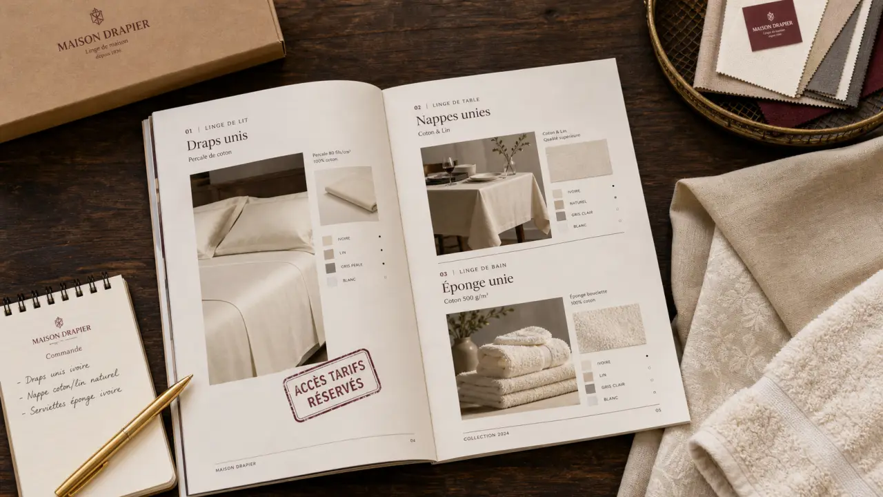 Linge de maison LDM : catalogue réservé, compte validé et remises