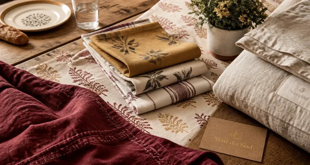 Vent du Sud : du linge de maison provençal en coton lavé, lin lavé et lin naturel