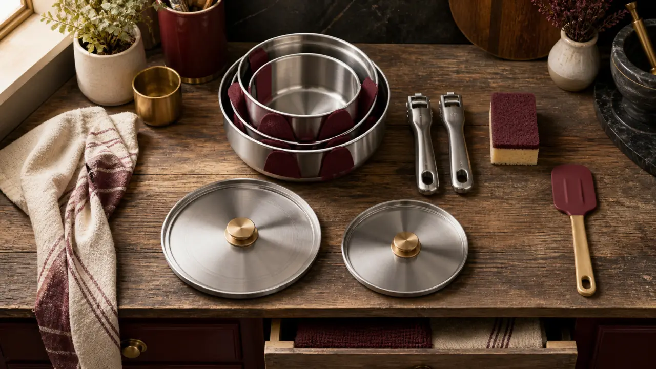 Ustensiles de cuisine empilables pour gagner de la place