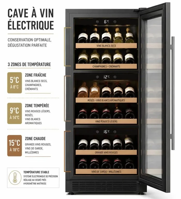 Comment ranger une cave à vin électrique par zones de température et clayettes