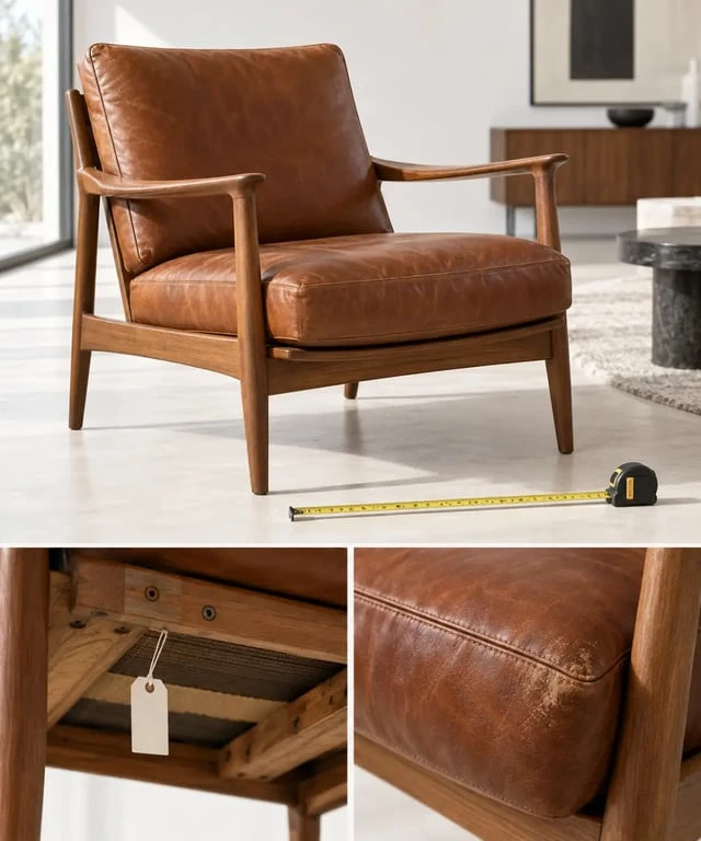Inspection d'un meuble de mobilier design occasion avant achat