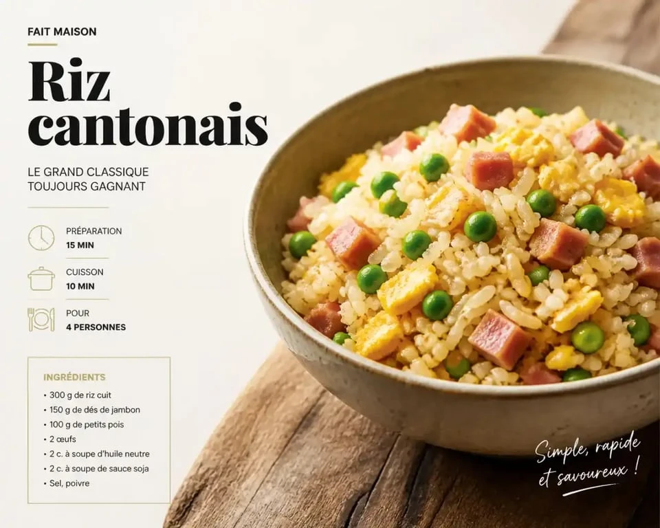 Riz cantonais maison, recette cuisine chinoise traditionnelle