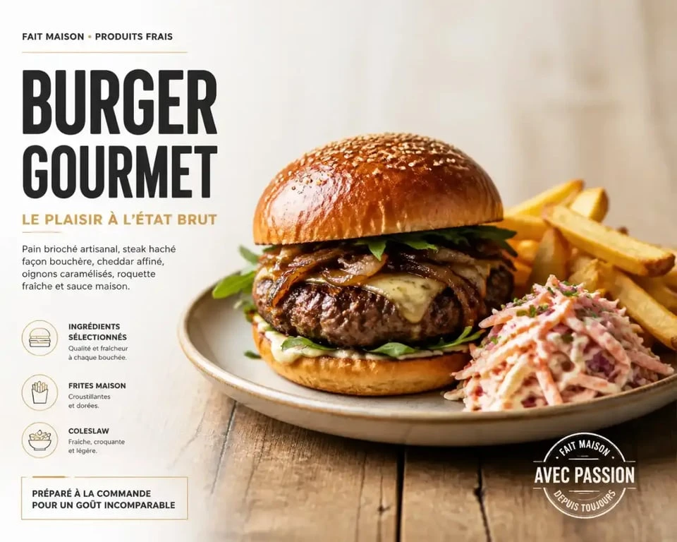 Recette de burger maison façon cuisine américaine avec frites et coleslaw