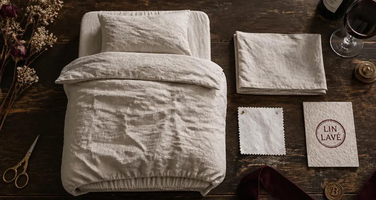 Linge de maison lin lavé : drap-housse en lin beige