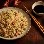 Recettes cuisine chinoise traditionnelle : riz cantonais, œuf, jambon et petits pois