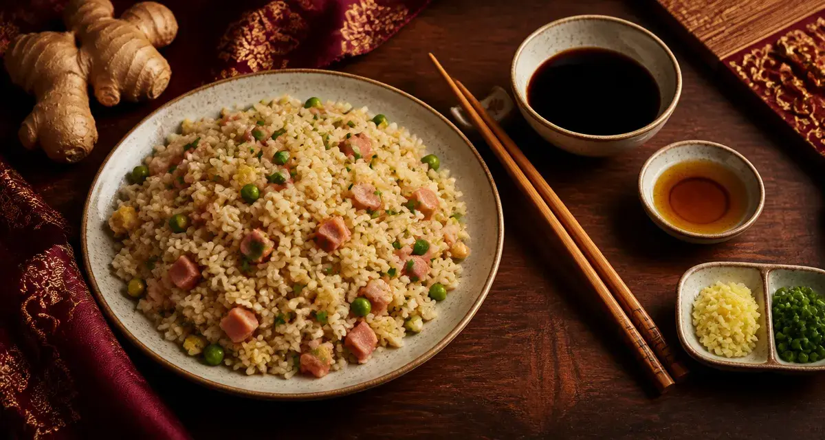 Recettes cuisine chinoise traditionnelle : riz cantonais, œuf, jambon et petits pois