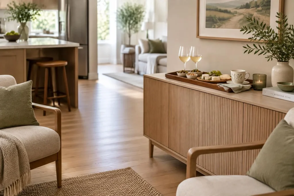 Un coin dégustation convivial, sans bloquer la circulation dans le salon