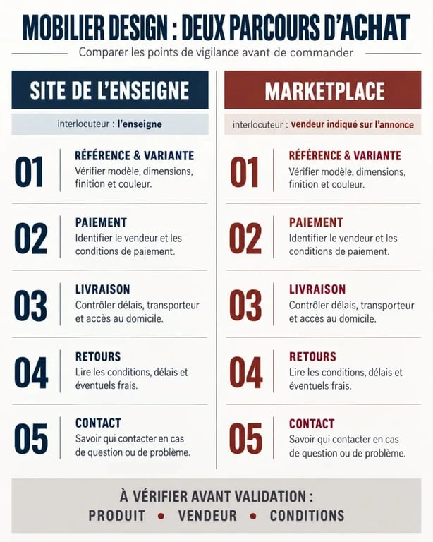 Mon Mobilier Design : comparaison entre commande directe et achat via marketplace