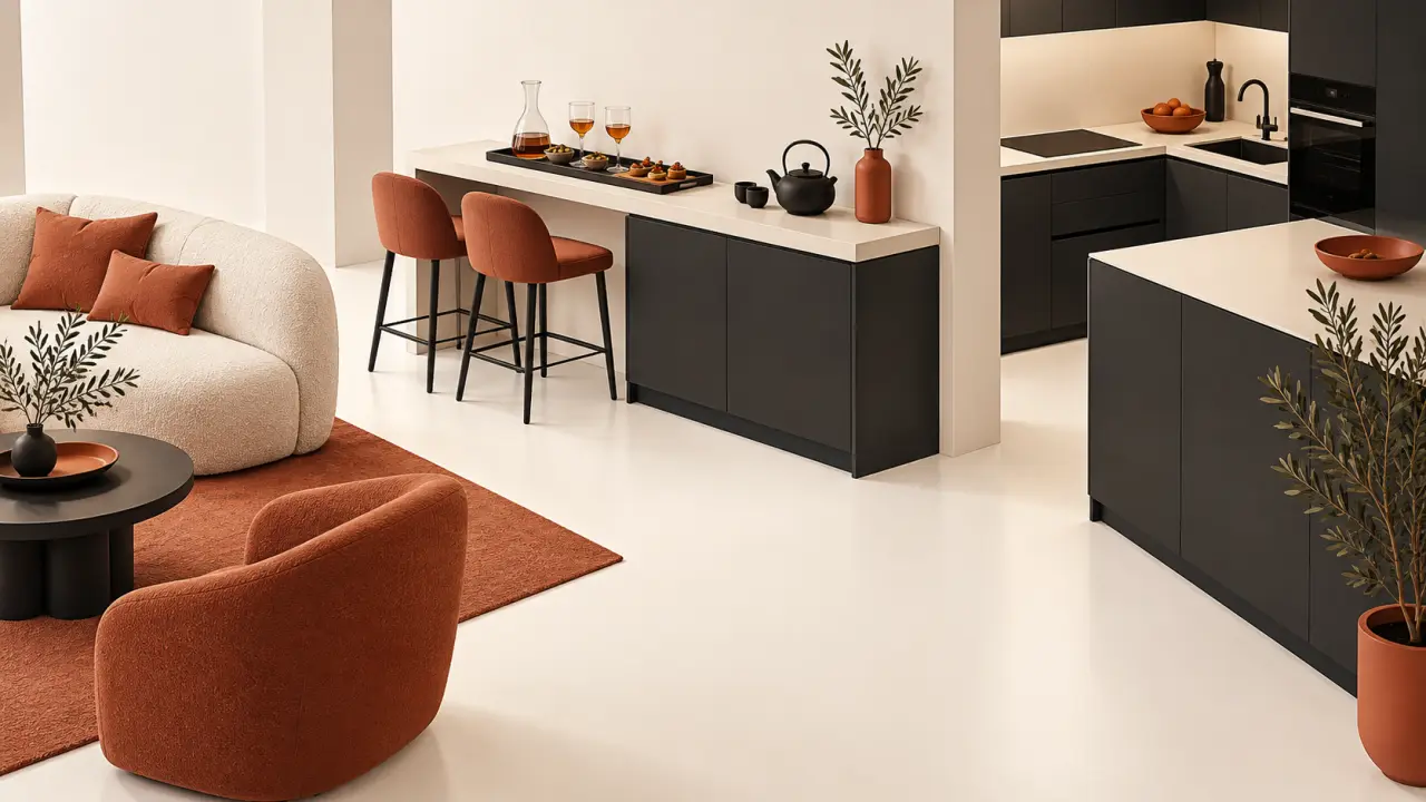 Aménager un coin dégustation convivial dans son salon avec une console compacte et un espace de service dégagé